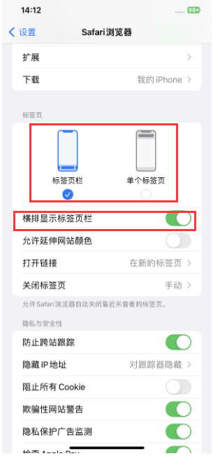 夏县苹果手机维修分享Safari浏览器如何切换标签栏位置 